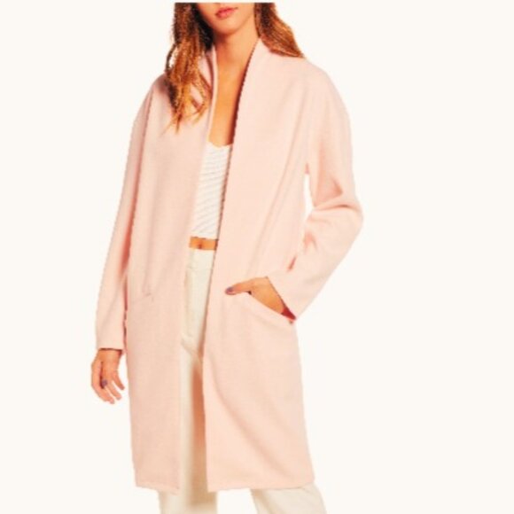 Leith Pink Blush Open Front Midi Coat - Picture 1 of 8